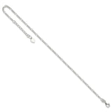 925 White Gold 6 mm Figaro Chain Anklet, Polished detail view