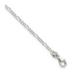 925 White Gold 6 mm Figaro Chain Anklet, Polished detail view