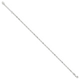 925 White Gold 3 mm Polished Chain Anklet, Solid