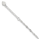925 White Gold 3 mm Polished Chain Anklet, Solid detail view