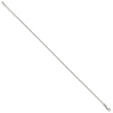 925 White Gold 2 mm Rope Chain Anklet, Polished