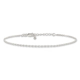 925 White Gold 2 mm Rope Chain Anklet, Polished alternate angle