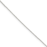 925 White Gold 1 mm Polished Chain Necklace, Solid