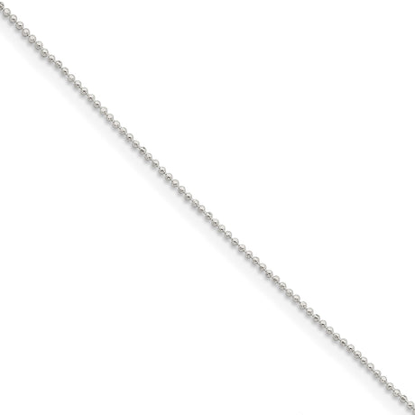 925 White Gold 1 mm Polished Chain Necklace, Solid