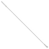 925 White Gold 1.5 mm Polished Chain Anklet, Solid