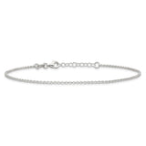 925 White Gold 1.5 mm Polished Chain Anklet, Solid alternate angle