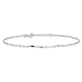 925 White Gold 2 mm Polished Chain Anklet, Solid alternate angle