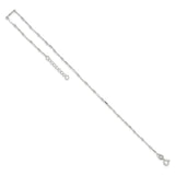 925 White Gold 2 mm Polished Chain Anklet, Solid detail view