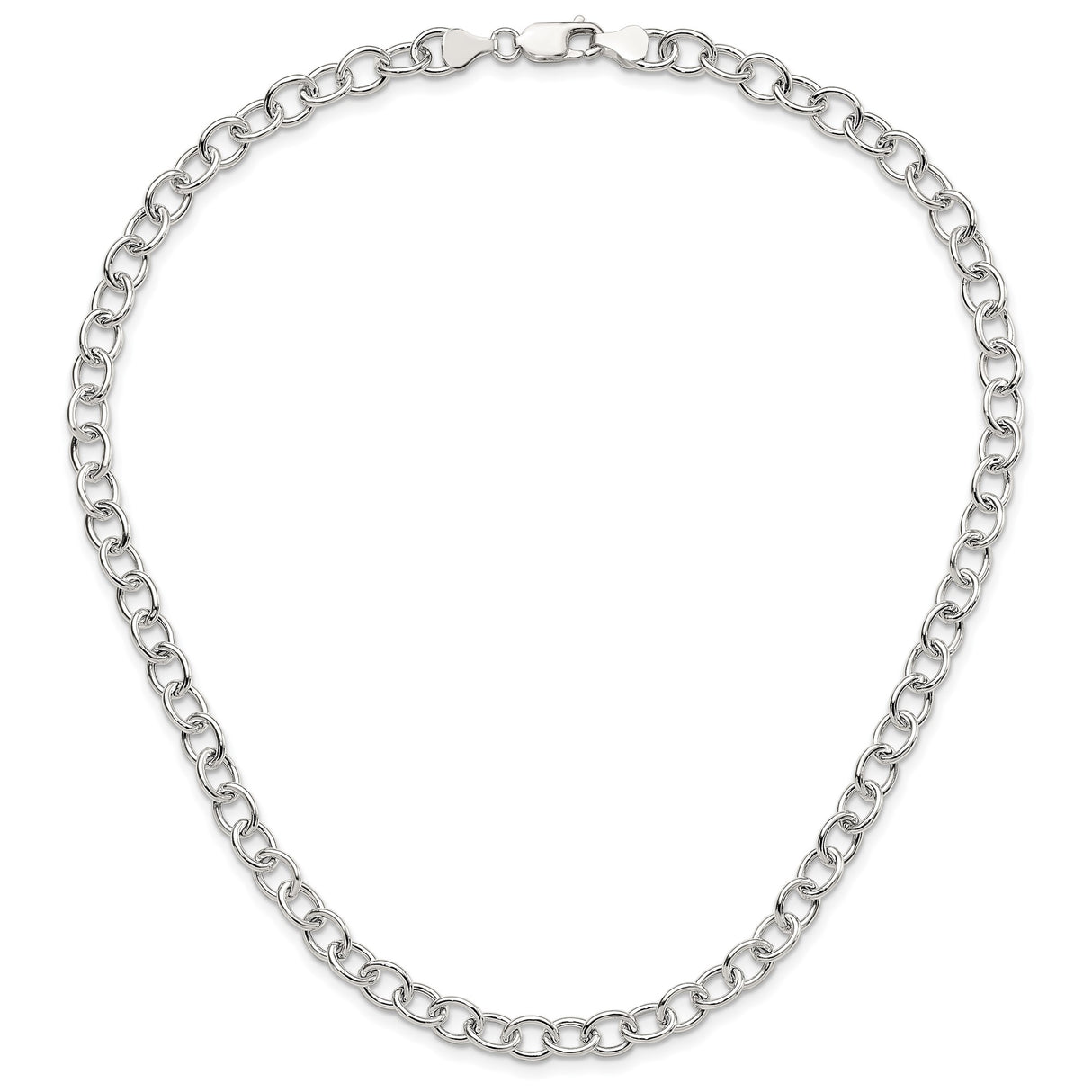 925 White Gold 7 mm Polished Chain Necklace