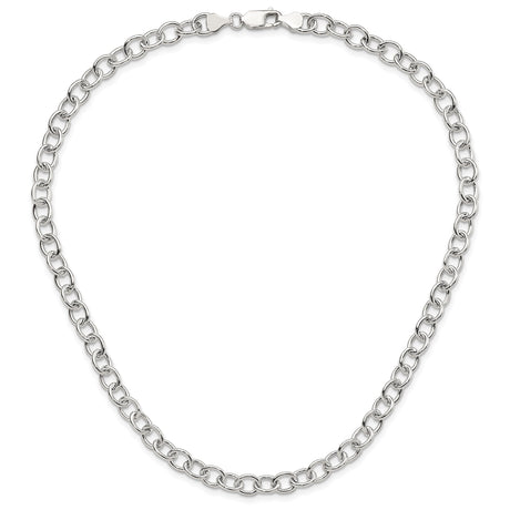925 White Gold 7 mm Polished Chain Necklace