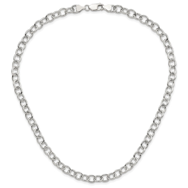 925 White Gold 7 mm Polished Chain Necklace
