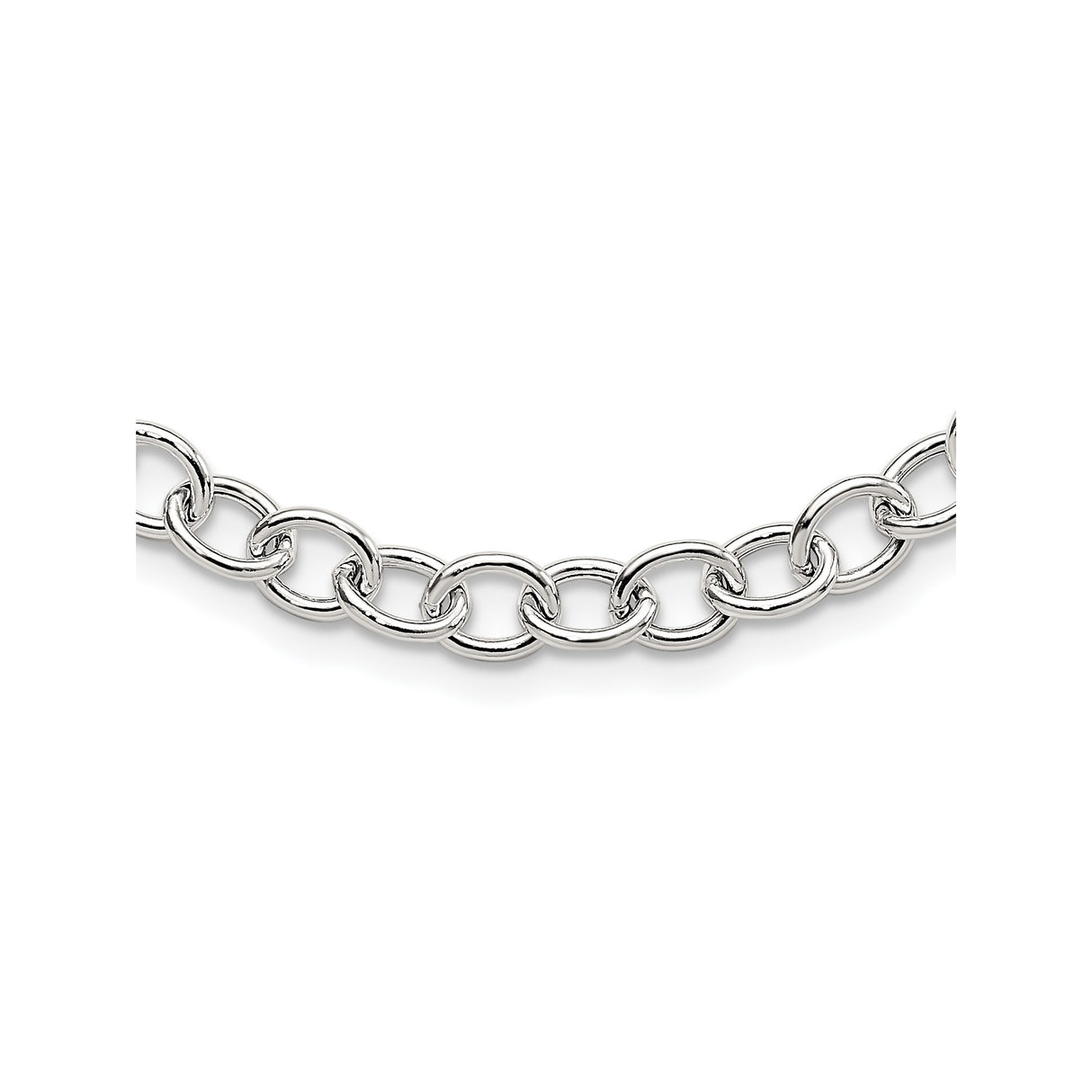 925 White Gold 7 mm Polished Chain Necklace alternate angle