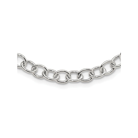 925 White Gold 7 mm Polished Chain Necklace alternate angle