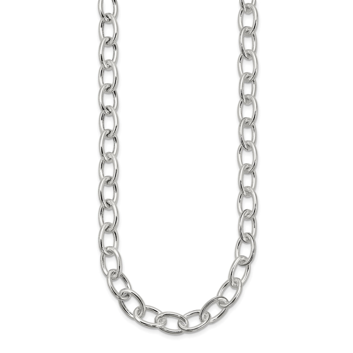 925 White Gold 8 mm Polished Chain Necklace