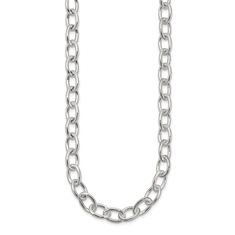 925 White Gold 8 mm Polished Chain Necklace