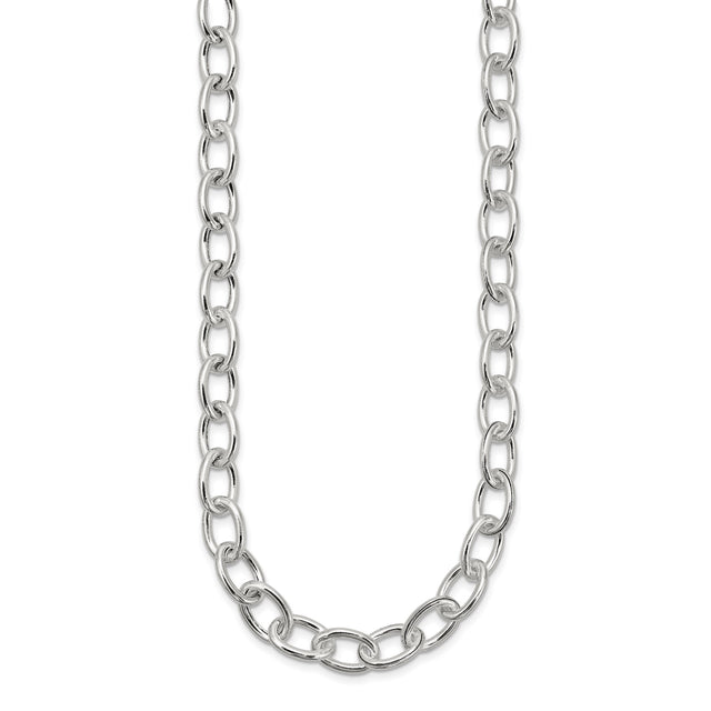 925 White Gold 8 mm Polished Chain Necklace
