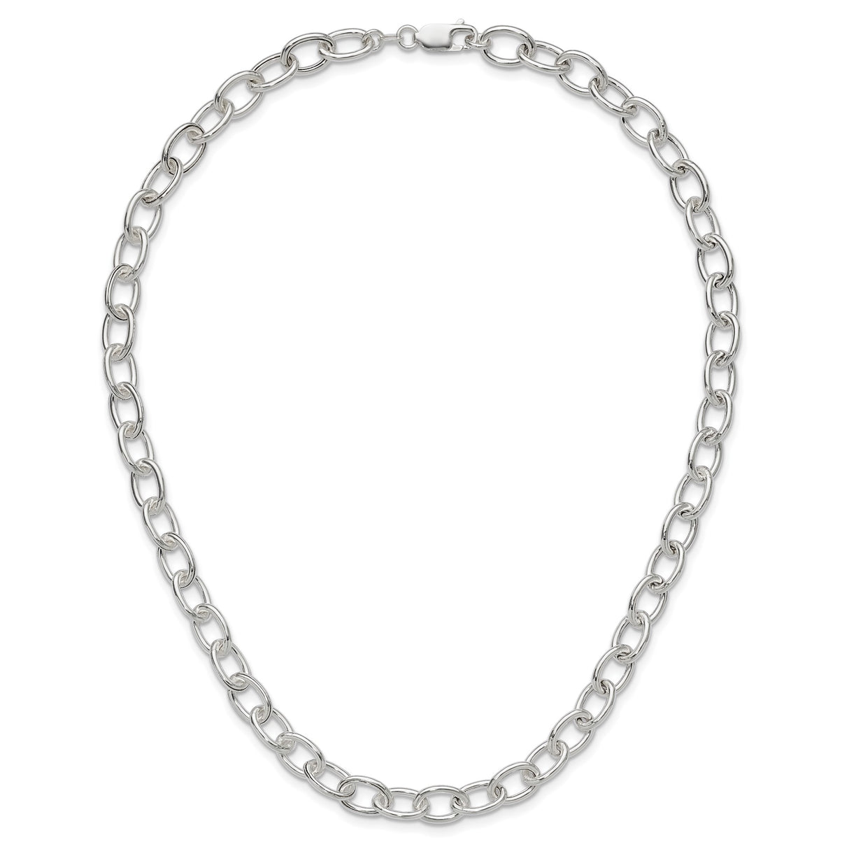 925 White Gold 8 mm Polished Chain Necklace alternate angle