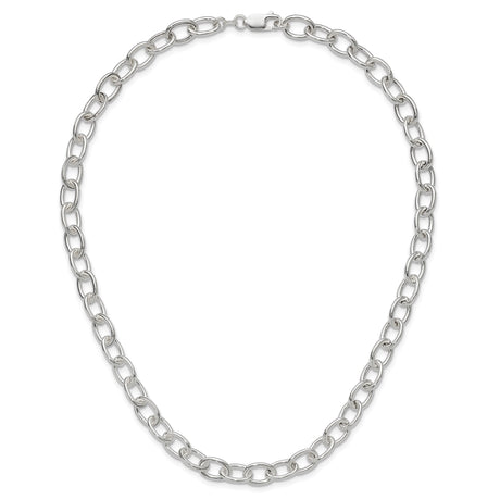925 White Gold 8 mm Polished Chain Necklace alternate angle