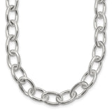 925 White Gold 8 mm Polished Chain Necklace detail view