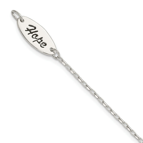 Polished Synthetic Pearl Dangle HOPE Bracelet Charm Pendant in Real 925 Sterling Silver