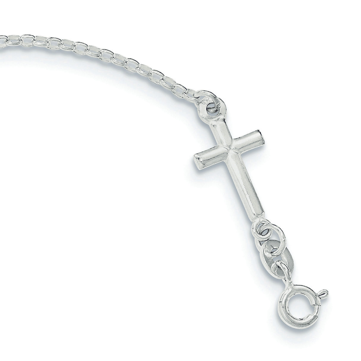 Sterling Silver Cross Pendant with Black Enamel Script Tag, Unisex Spiritual Jewelry