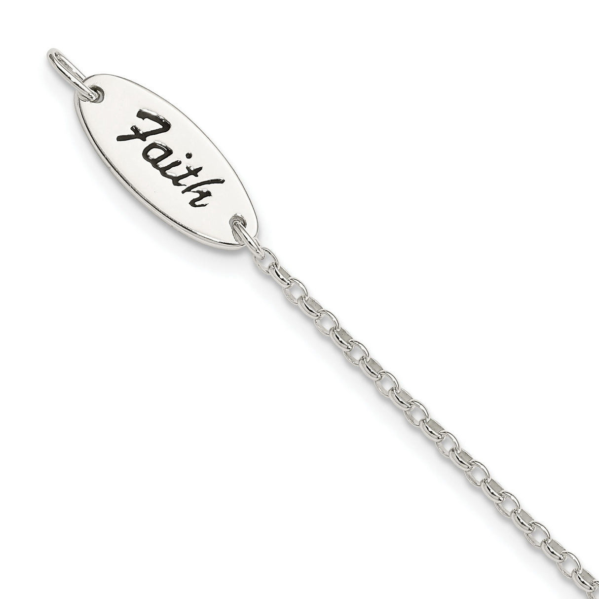 Sterling Silver Cross Pendant with Black Enamel Script Tag, Unisex Spiritual Jewelry