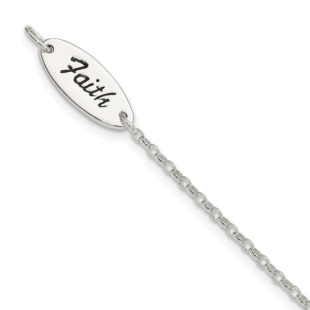 Sterling Silver Cross Pendant with Black Enamel Script Tag, Unisex Spiritual Jewelry