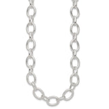 925 White Gold 13 mm Polished Chain Necklace, Solid
