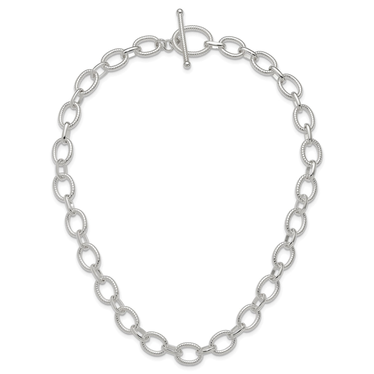 925 White Gold 13 mm Polished Chain Necklace, Solid alternate angle