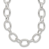 925 White Gold 13 mm Polished Chain Necklace, Solid detail view
