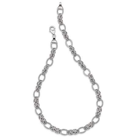 925 White Gold 10 mm Polished Chain Necklace, Solid