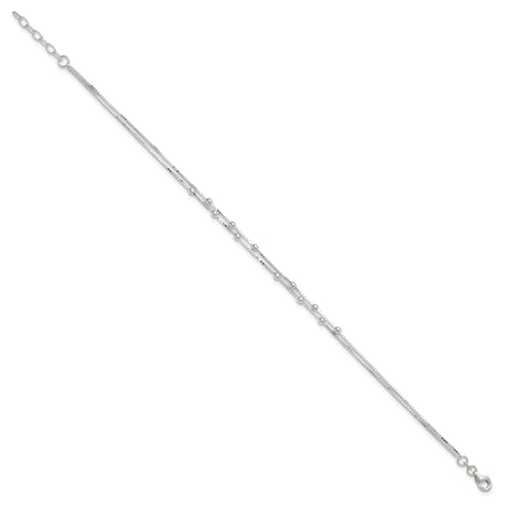 925 White Gold 0.8 mm Polished Chain Anklet