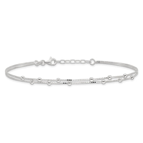 925 White Gold 0.8 mm Polished Chain Anklet alternate angle