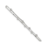 925 White Gold 0.8 mm Polished Chain Anklet detail view