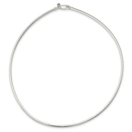 925 White Gold 3 mm Polished Chain Necklace
