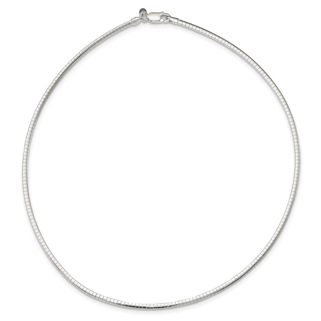 925 White Gold 3 mm Polished Chain Necklace