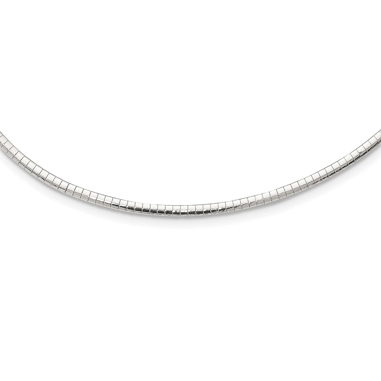925 White Gold 3 mm Polished Chain Necklace alternate angle