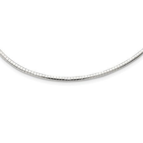 925 White Gold 3 mm Polished Chain Necklace alternate angle