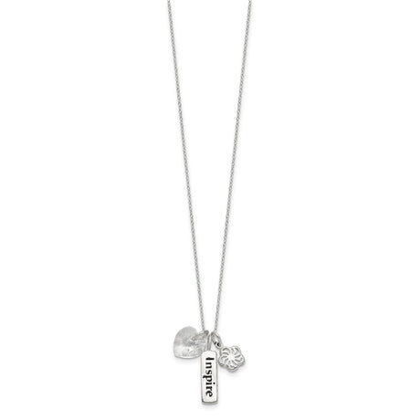 Enameled Swarovski Inspire Heart Necklace Charm Pendant in Real 925 Sterling Silver