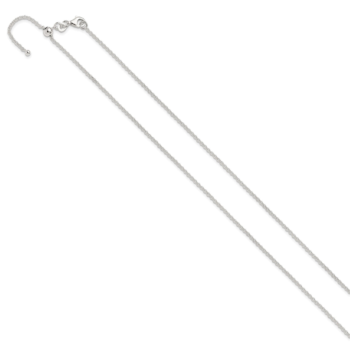925 White Gold 1.8 mm Polished Chain Necklace