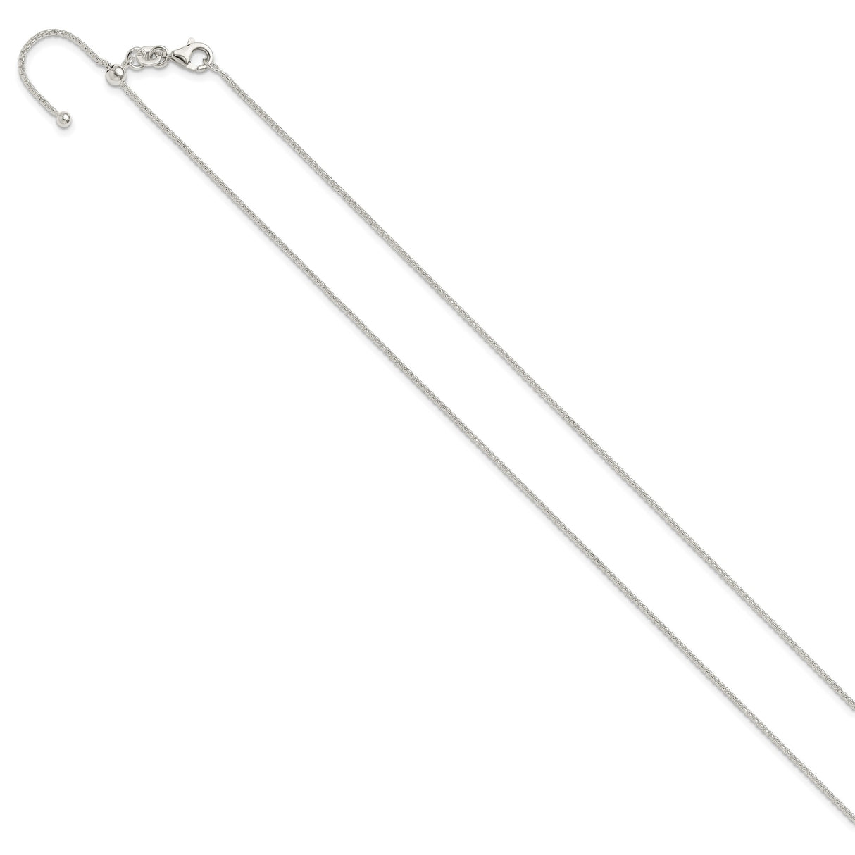 925 White Gold 1.5 mm Polished Chain Necklace