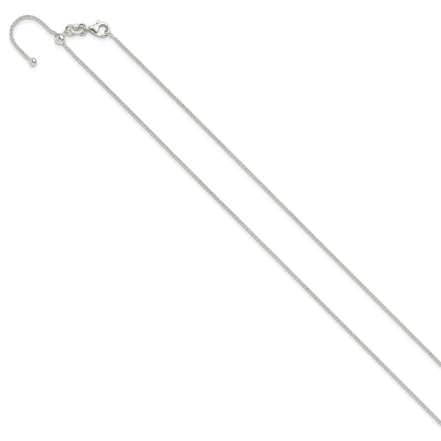 925 White Gold 1.5 mm Polished Chain Necklace