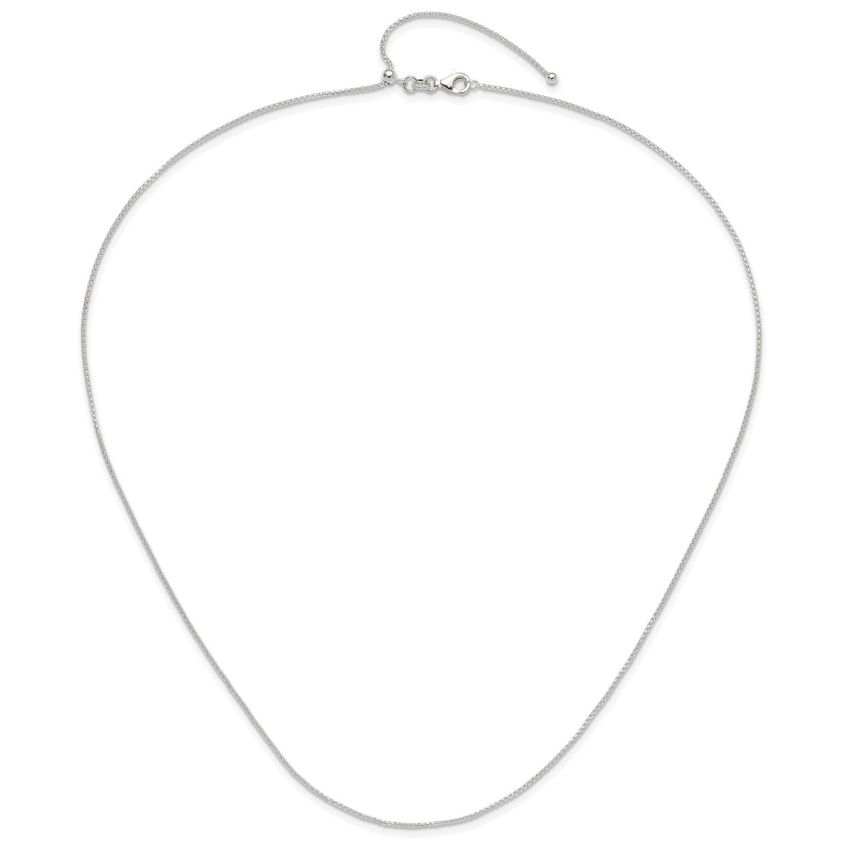925 White Gold 1.5 mm Polished Chain Necklace alternate angle