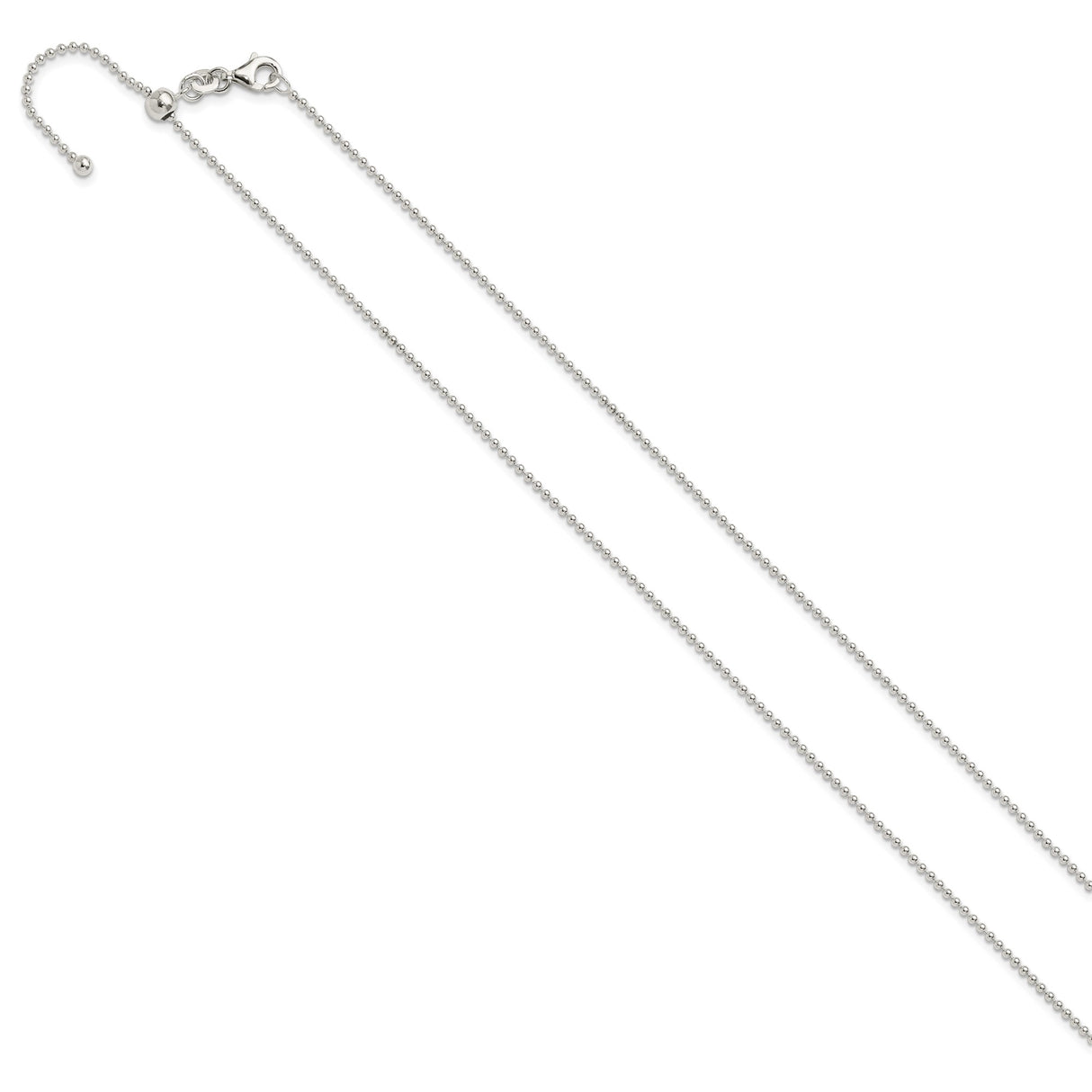 925 White Gold 1.5 mm Polished Chain Necklace