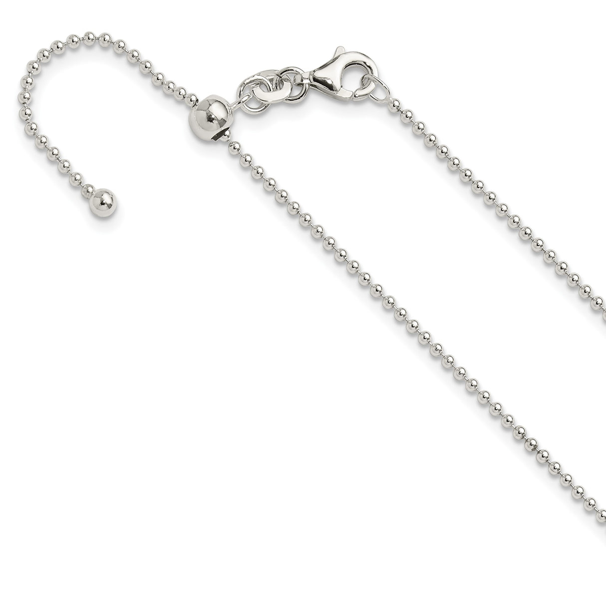 925 White Gold 1.5 mm Polished Chain Necklace detail view
