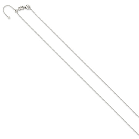 925 White Gold 1 mm Polished Chain Necklace
