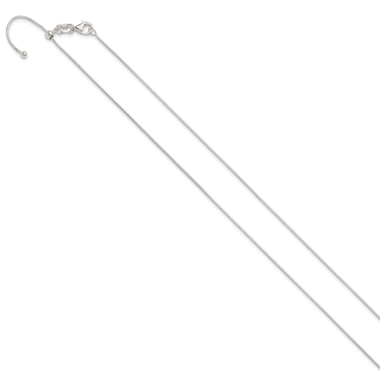 925 White Gold .95 mm Polished Chain Necklace