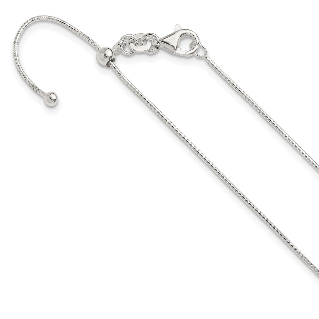 925 White Gold .95 mm Polished Chain Necklace detail view