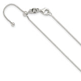 925 White Gold 0.9 mm Box Chain Necklace, Polished detail view