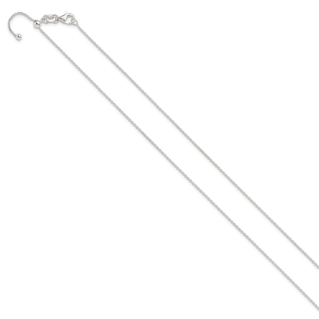 925 White Gold 1.2 mm Polished Chain Necklace